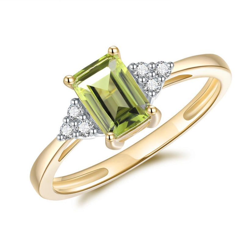 Peridot and Diamond Dress Ring 9ct Yellow Gold