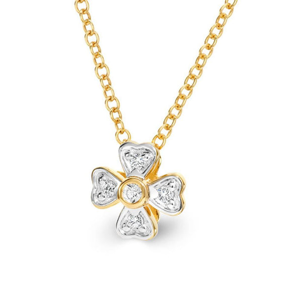 Diamond Leaf Design Slider Pendant 9ct Yellow Gold