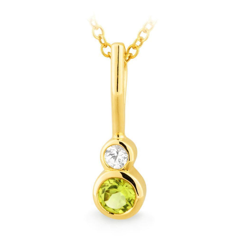Peridot and White Sapphire Pendant 9ct Yellow Gold