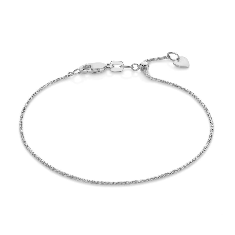 9ct White Gold Adjustable 1mm Magic Wheat Link Bracelet