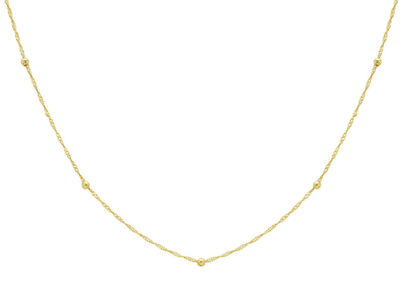 9ct Yellow Gold Solid Ball Twist Necklace 45cm