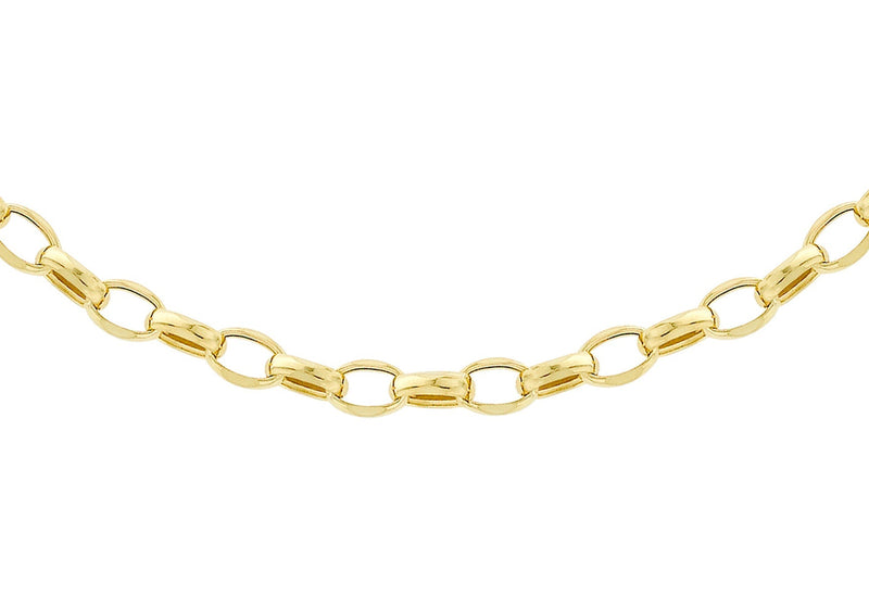 9ct Yellow Gold Oval Belcher Necklace 45cm
