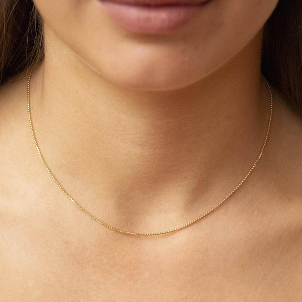 9ct Yellow Gold 22 Diamond Cut Box Chain 50cm