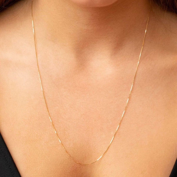 9ct Yellow Gold 0.5mm Adjustable Heart Slider Box Chain 56cm
