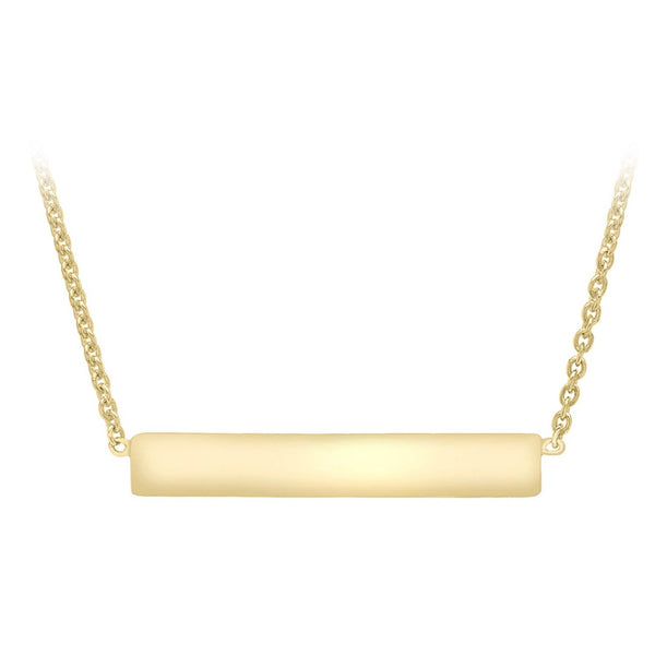 9ct Yellow Gold 22mm x 3mm Horizontal-Bar Adjustable Necklace 41cm-43cm