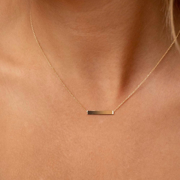 9ct Yellow Gold 22mm x 3mm Horizontal-Bar Adjustable Necklace 41cm-43cm