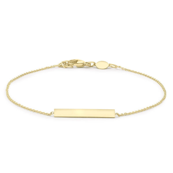 9ct Yellow Gold 3mm x 20mm Horizontal-Bar Adjustable Bracelet 18cm-19cm