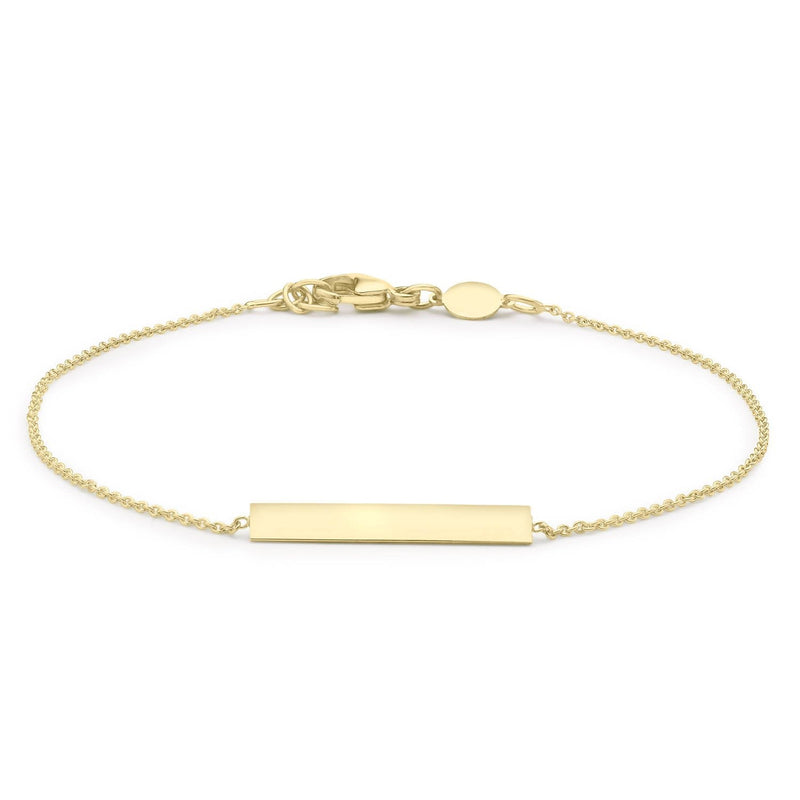 9ct Yellow Gold 3mm x 20mm Horizontal-Bar Adjustable Bracelet 18cm-19cm