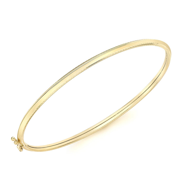 9ct Yellow Gold 6mm Patterned-Edge Bangle
