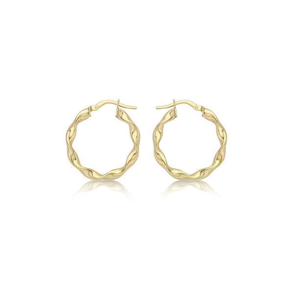 9ct Yellow Gold 22.5mm Twist Hoop Creole Earrings