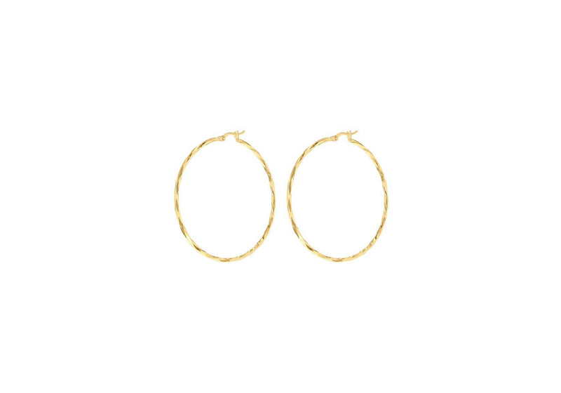 9ct Yellow Gold Diamond Cut Hoop Earrings 42mm