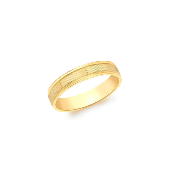 9ct Yellow Gold Diamond Cut Ribbed-Centre Band Ring