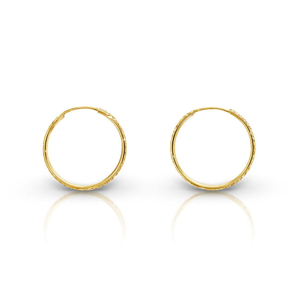 9ct Yellow Gold 20mm Diamond Cut Sleeper Earrings