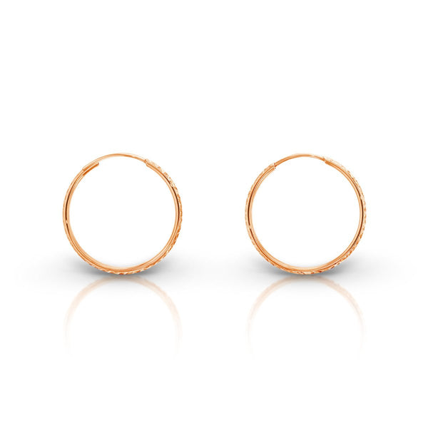 9ct Rose Gold 20mm Diamond Cut Sleeper Earrings
