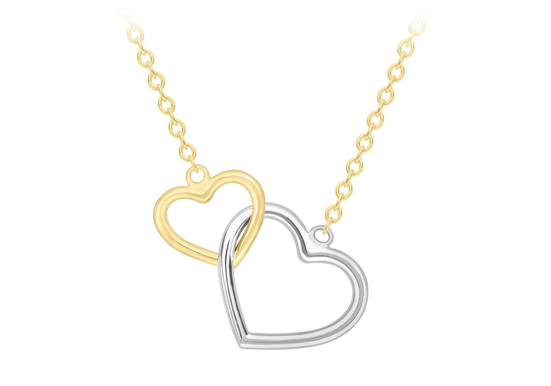 9ct Yellow Gold Linked Heart Necklace 43-46cm