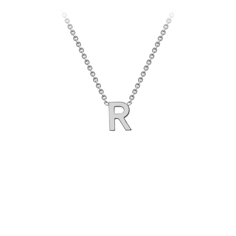 9ct White Gold 'R' Initial Adjustable Letter Necklace 38/43cm