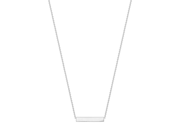 9ct White Gold Solid Horizontal Bar Necklace 41+2cm