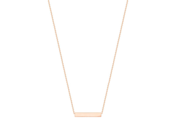 9ct Rose Gold 22mm x 3mm Horizontal-Bar Adjustable Necklace 41cm-43cm