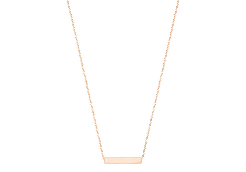 9ct Rose Gold 22mm x 3mm Horizontal-Bar Adjustable Necklace 41cm-43cm