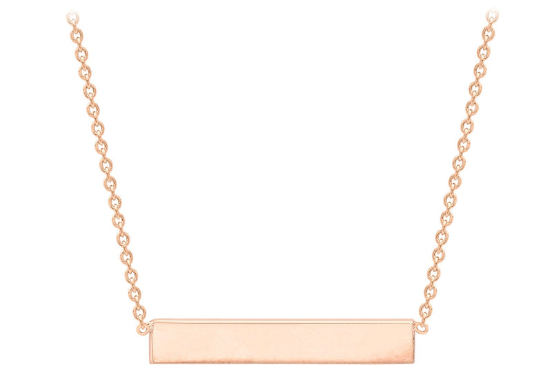 9ct Rose Gold 22mm x 3mm Horizontal-Bar Adjustable Necklace 41cm-43cm