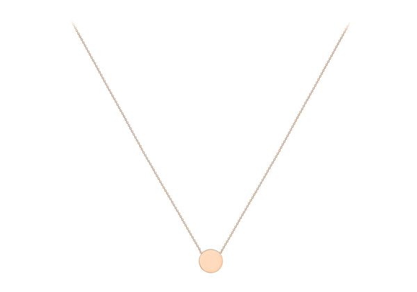 9ct Rose Gold 10mm Disc Adjustable Necklace 41cm-43cm