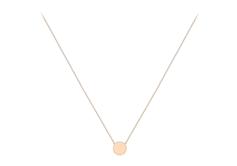 9ct Rose Gold 10mm Disc Adjustable Necklace 41cm-43cm