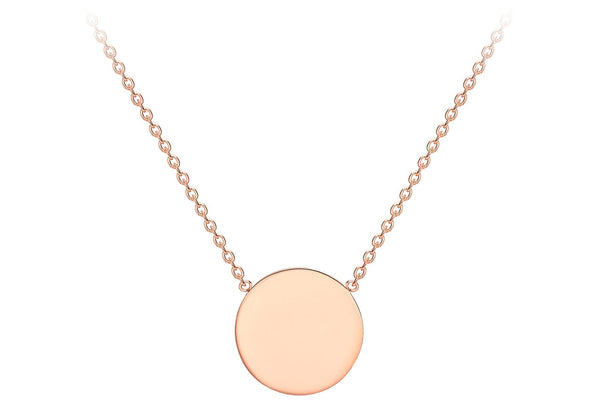 9ct Rose Gold 10mm Disc Adjustable Necklace 41cm-43cm