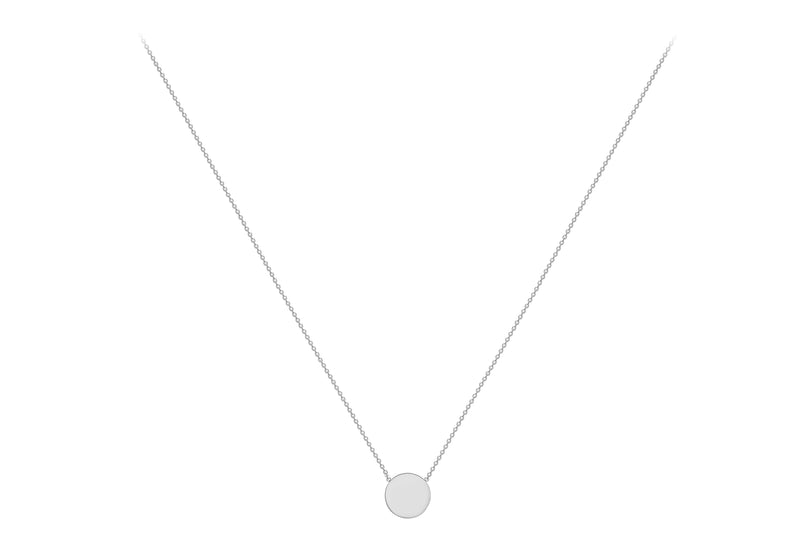 9ct White Gold 10mm Disc Adjustable Necklace 41cm-43cm