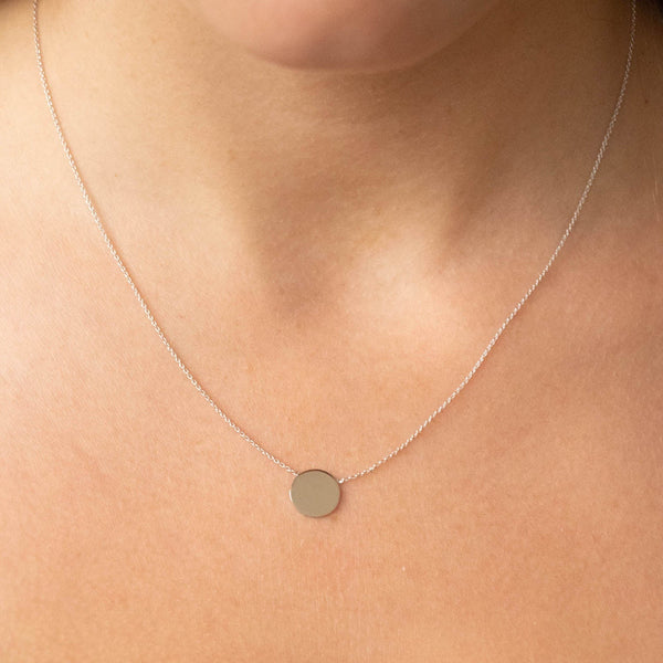 9ct White Gold 10mm Disc Adjustable Necklace 41cm-43cm