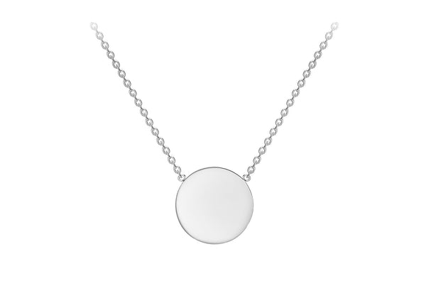9ct White Gold 10mm Disc Adjustable Necklace 41cm-43cm