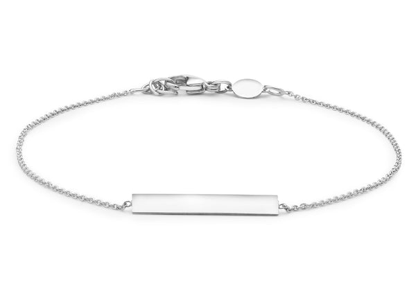 9ct White Gold 3mm x 20mm Horizontal-Bar Adjustable Bracelet 18cm-19cm