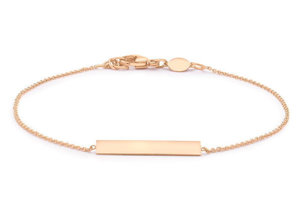 9ct Rose Gold 3mm x 20mm Horizontal-Bar Adjustable Bracelet 18cm-19cm