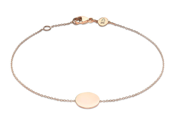 9ct Rose Gold 10mm Disc Adjustable Bracelet 18cm-19cm