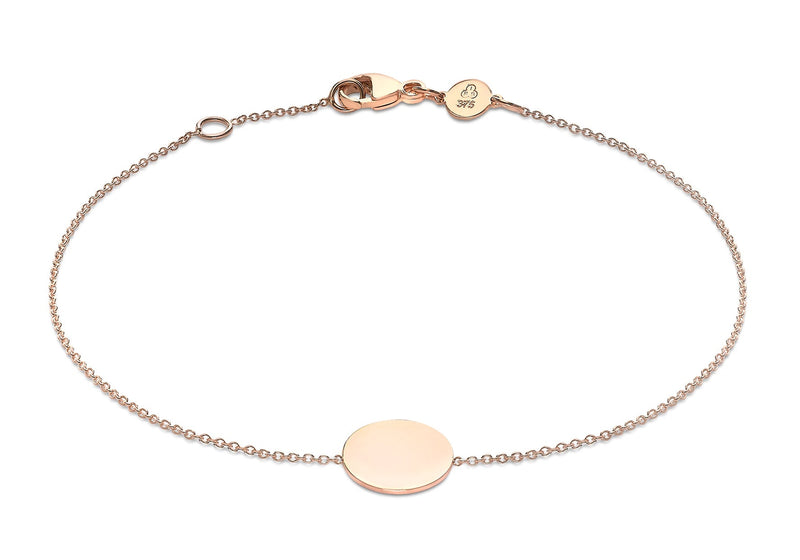 9ct Rose Gold 10mm Disc Adjustable Bracelet 18cm-19cm