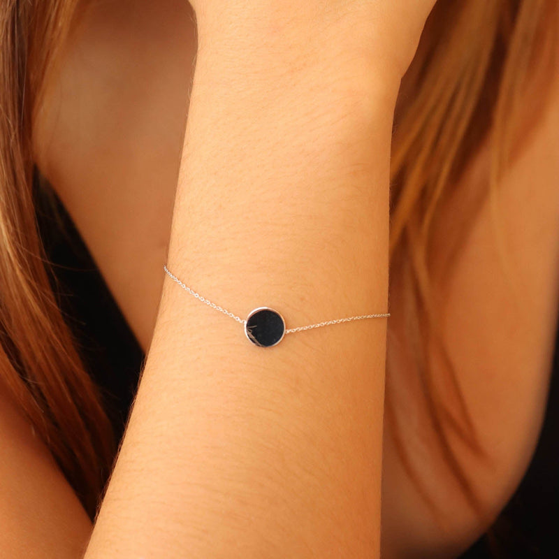 9ct White Gold 10mm Disc Adjustable Bracelet 18cm-19cm