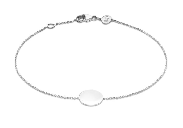 9ct White Gold 10mm Disc Adjustable Bracelet 18cm-19cm