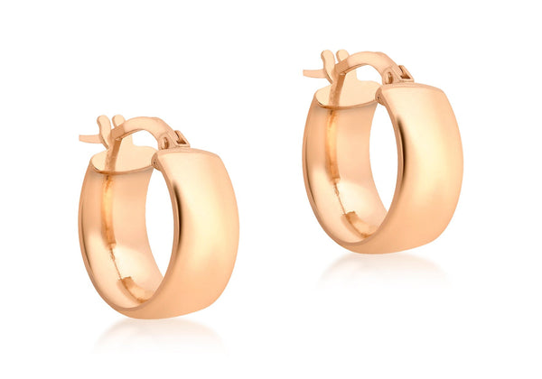 9ct Rose Gold 6mm Band 14mm Creole Earrings