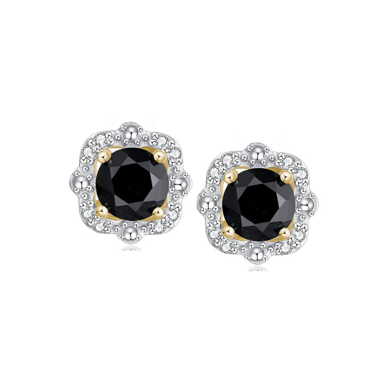 9ct yellow gold sapphire & diamond studs