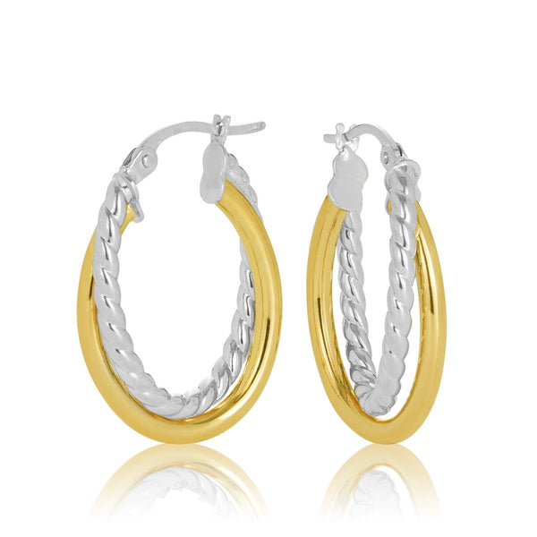9ct Yellow Gold Oval 15mm Hoop Earrings