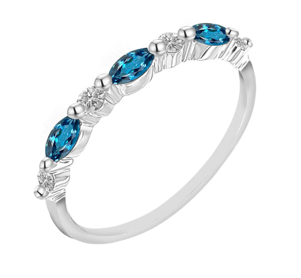 9ct White Gold London Blue Topaz & Diamond Ring