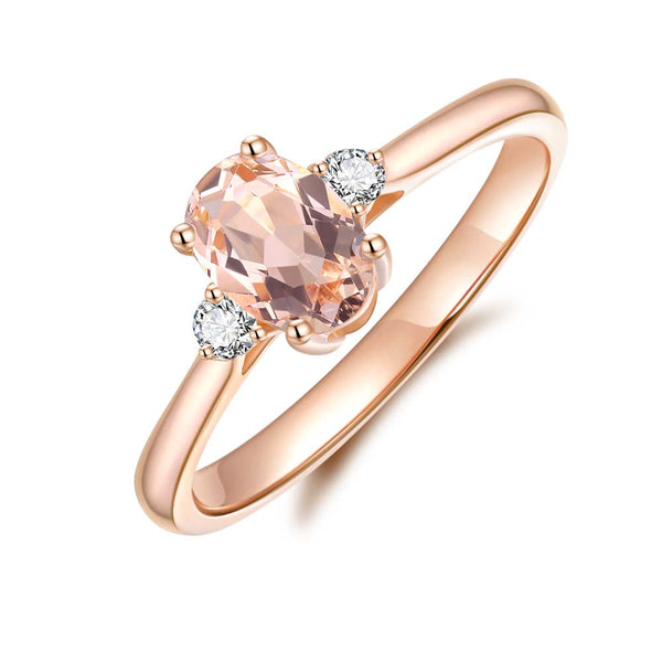 Morganite & Diamond Ring in 9ct Rose Gold