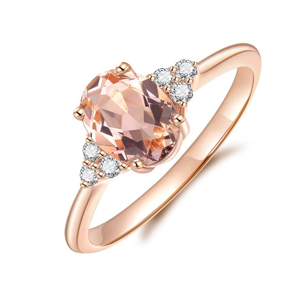 Morganite & Diamond Ring in 9ct Rose Gold