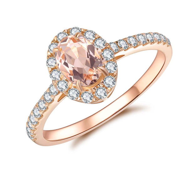 Morganite & Diamond Ring in 9ct Rose Gold