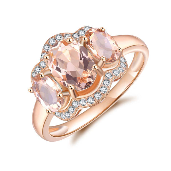 Morganite & Diamond Ring in 9ct Rose Gold