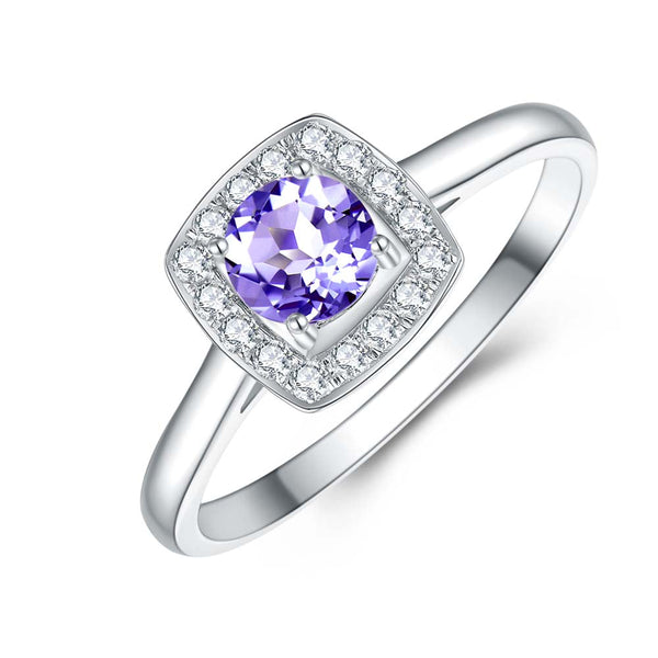 Tanzanite & Diamond Ring in 9ct White Gold