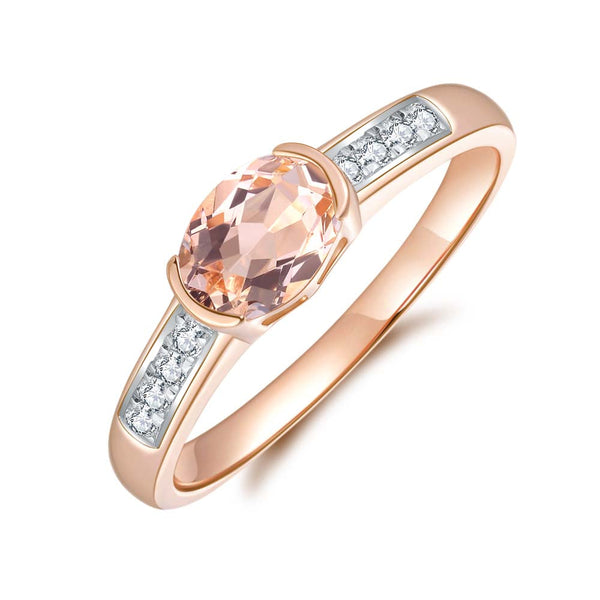 Morganite & Diamond Ring in 9ct Rose Gold