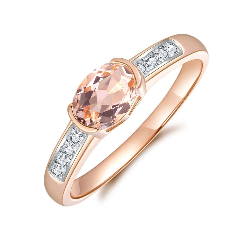 Morganite & Diamond Ring in 9ct Rose Gold