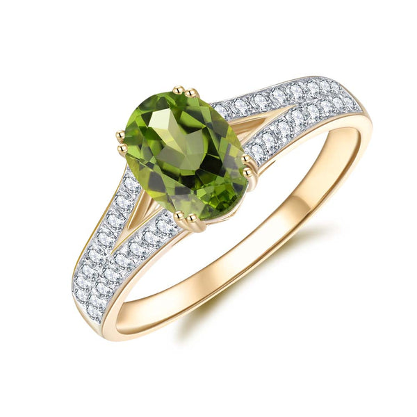Peridot & Diamond Ring in 9ct Yellow Gold