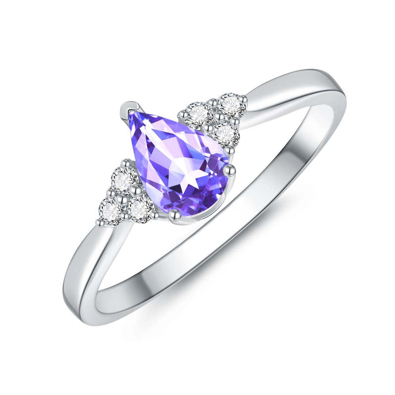 Tanzanite & Diamond Ring in 9ct White Gold