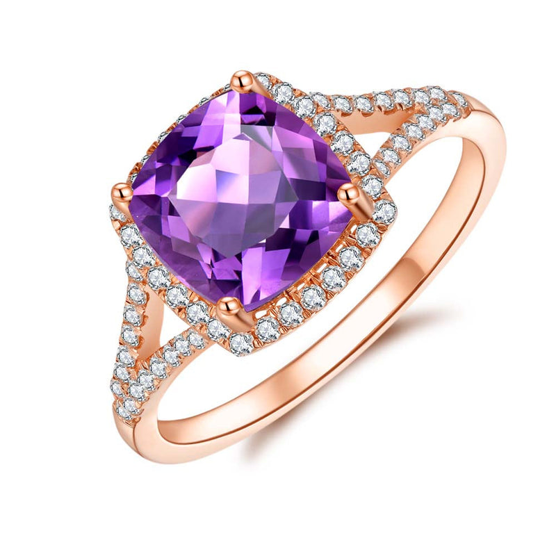 Amethyst & Diamond Ring in 9ct Rose Gold